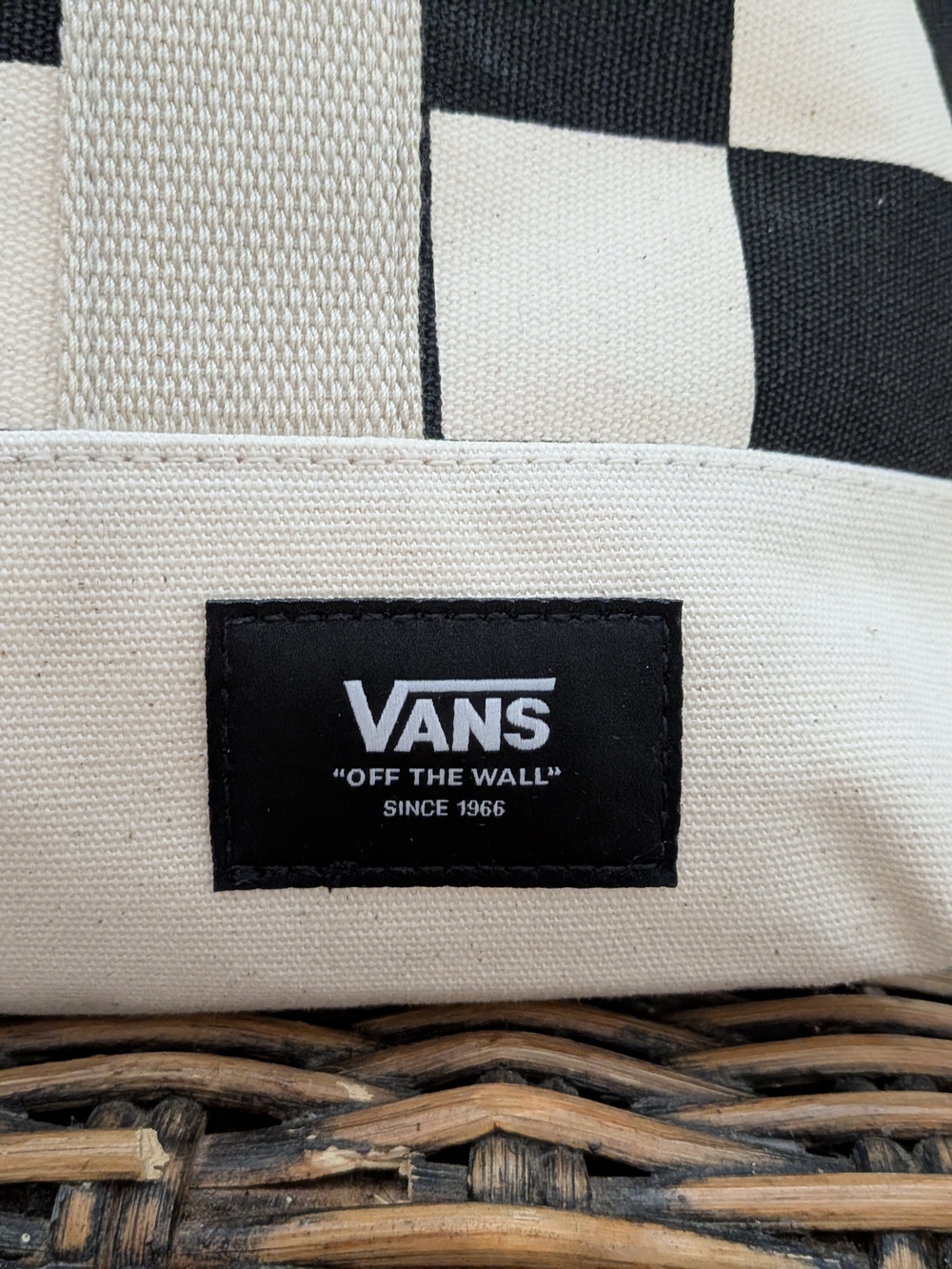 Vans Black and Cream Checkerboard Tote Bag - Picture 3 of 5
